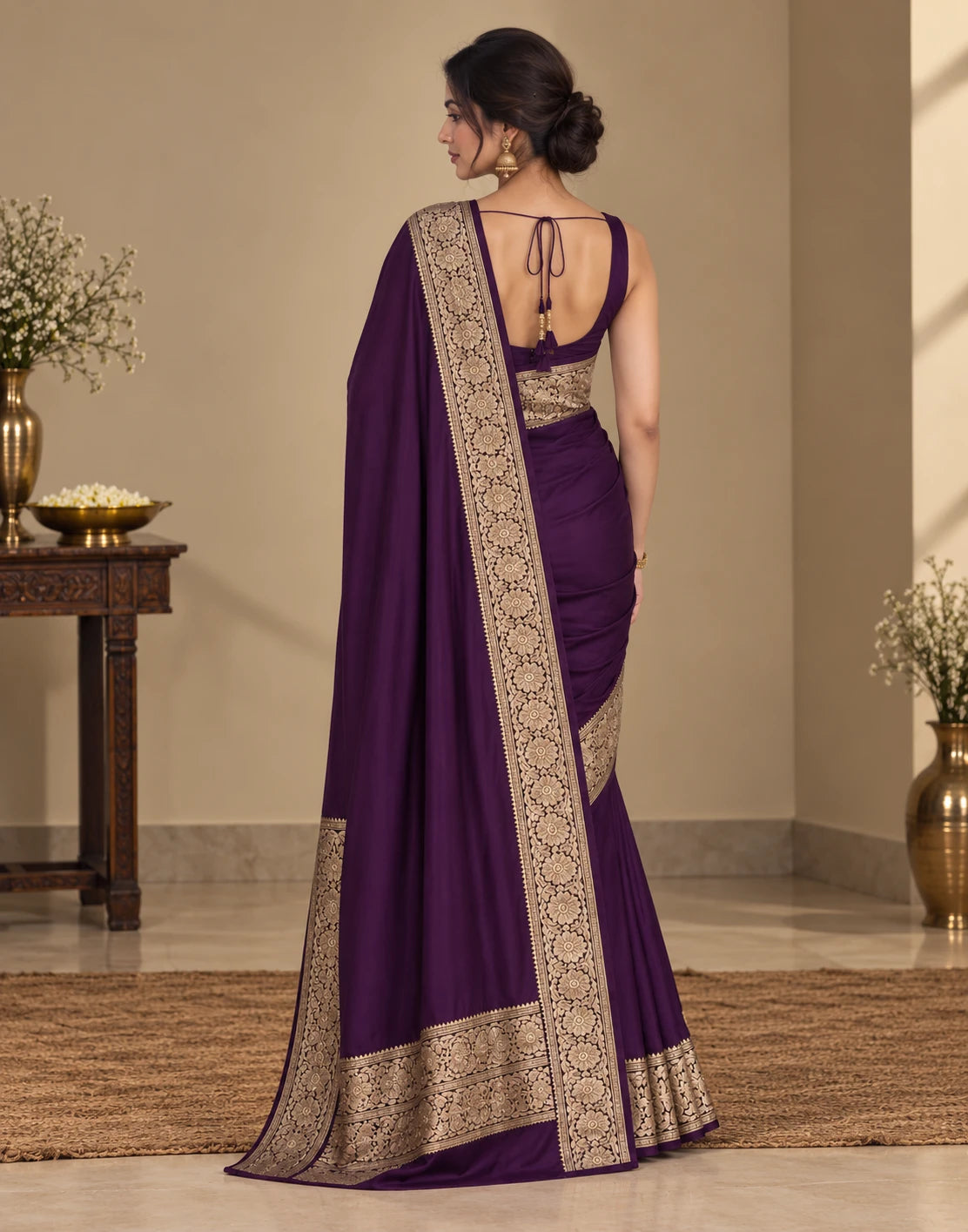 Deep Plum Silk Saree