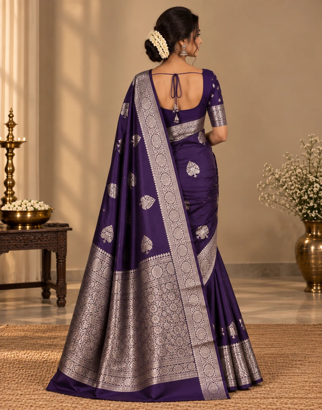 Leaf Pattern Silk Saree