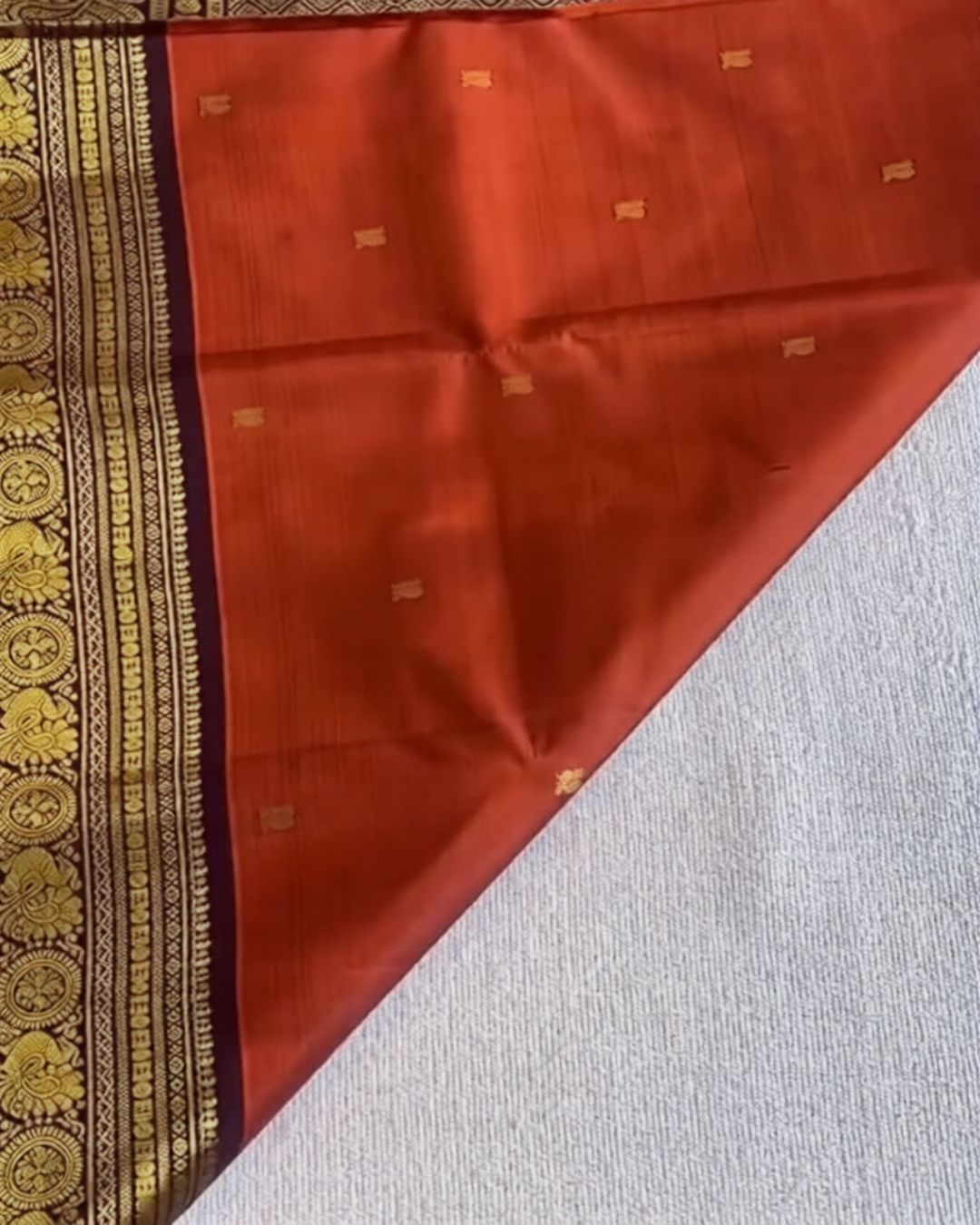 Saffron-Green Silk Saree
