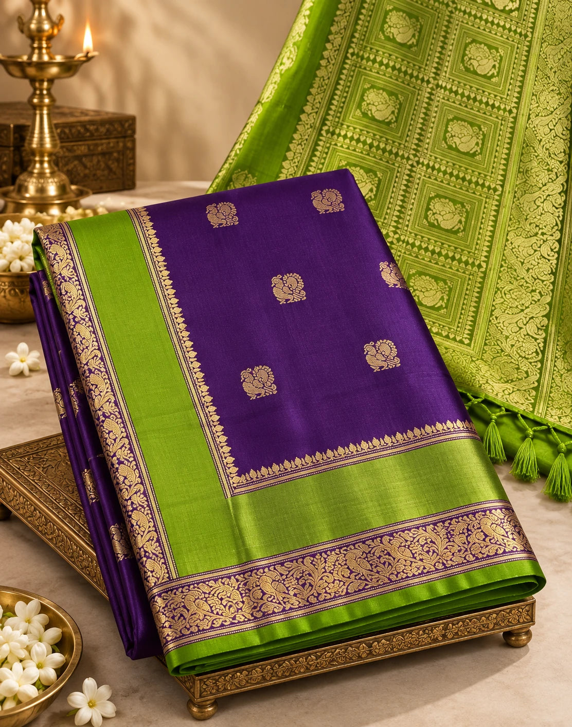 Vibrant Parrot Weave Saree