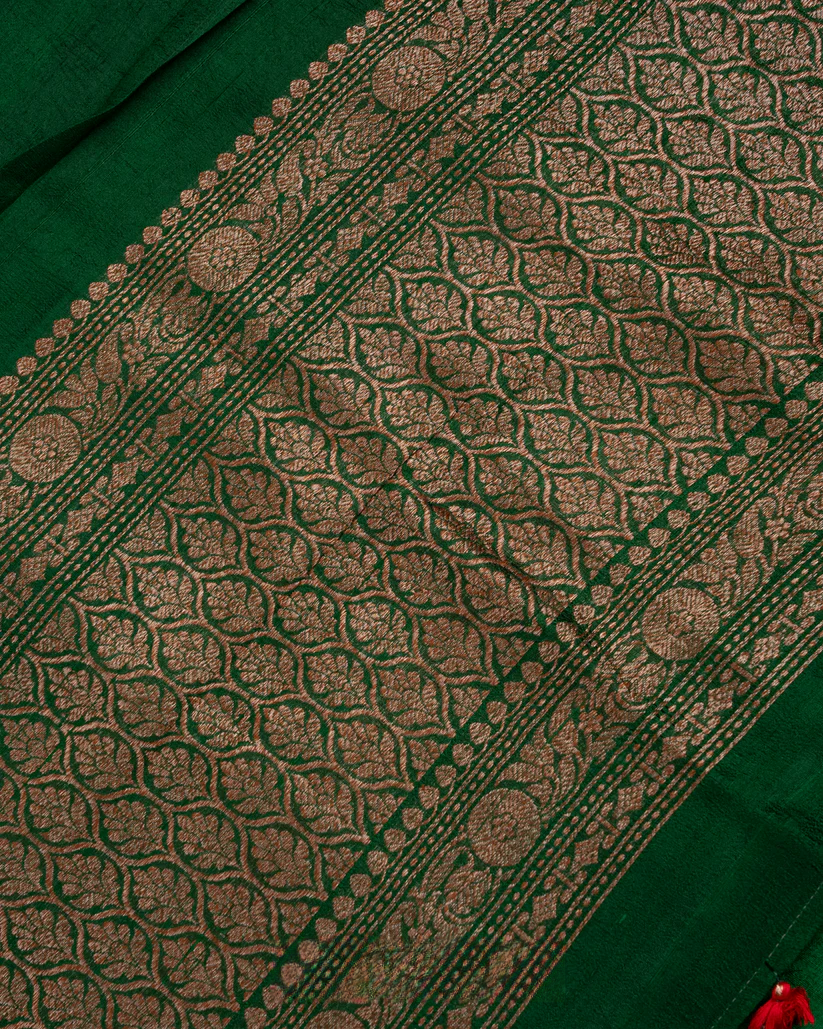 Dark Green Raw Silk Saree