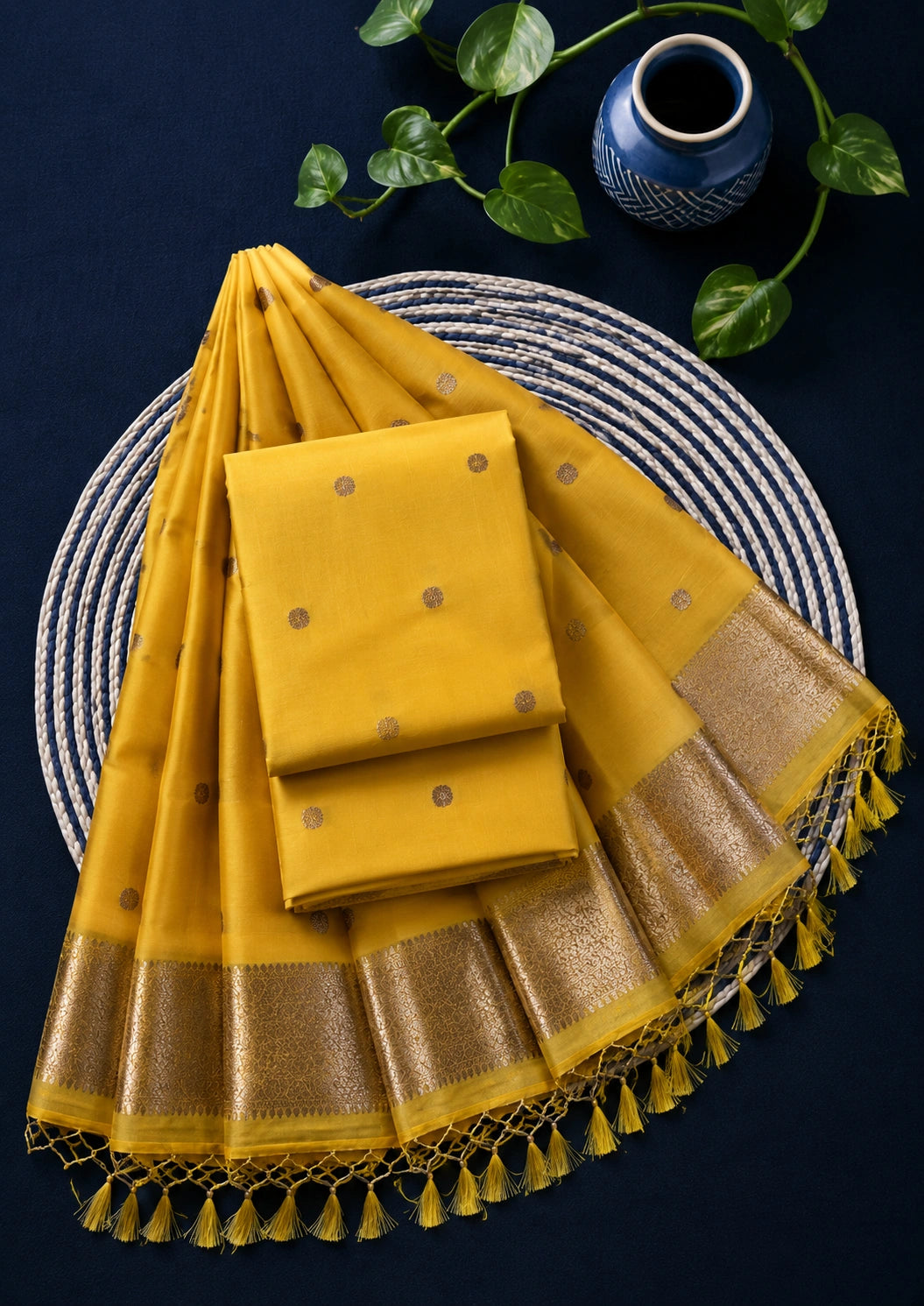 Mustard Weave Zari Suit Set