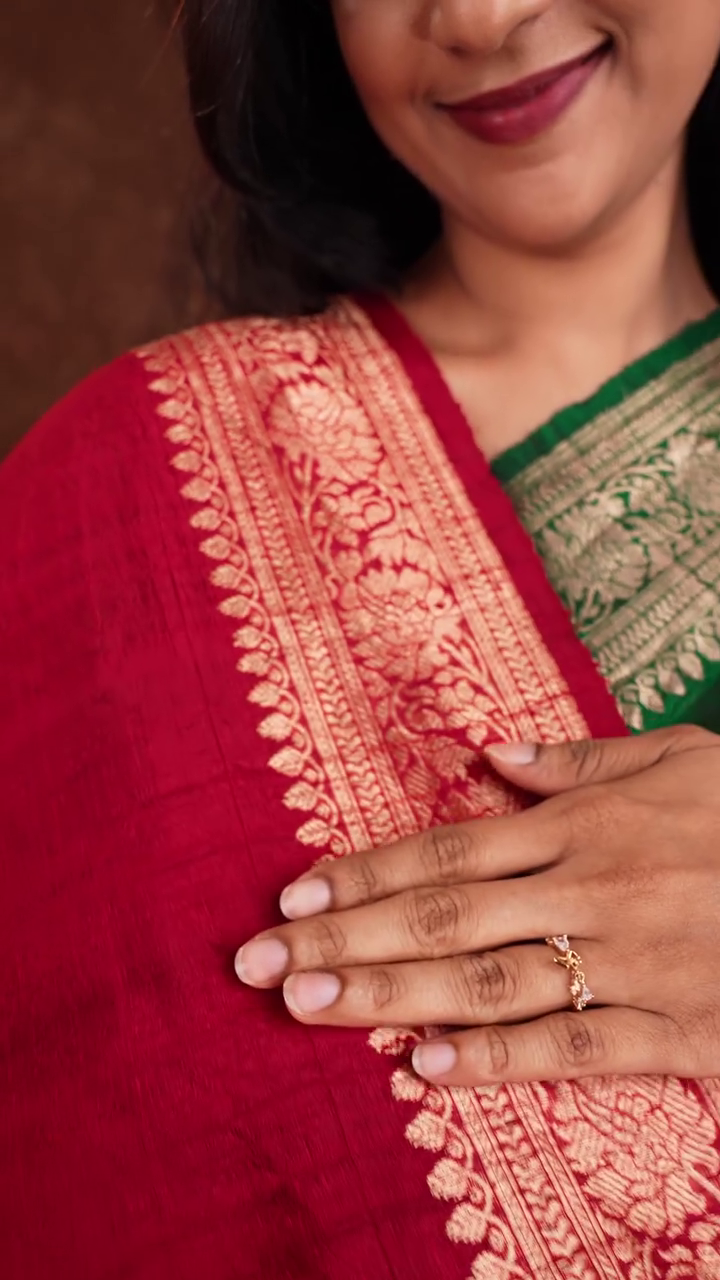 Emerald Green Raw Silk Saree