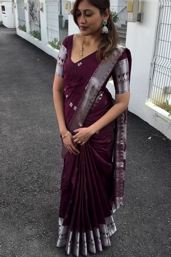 Silver Drape Silk Saree