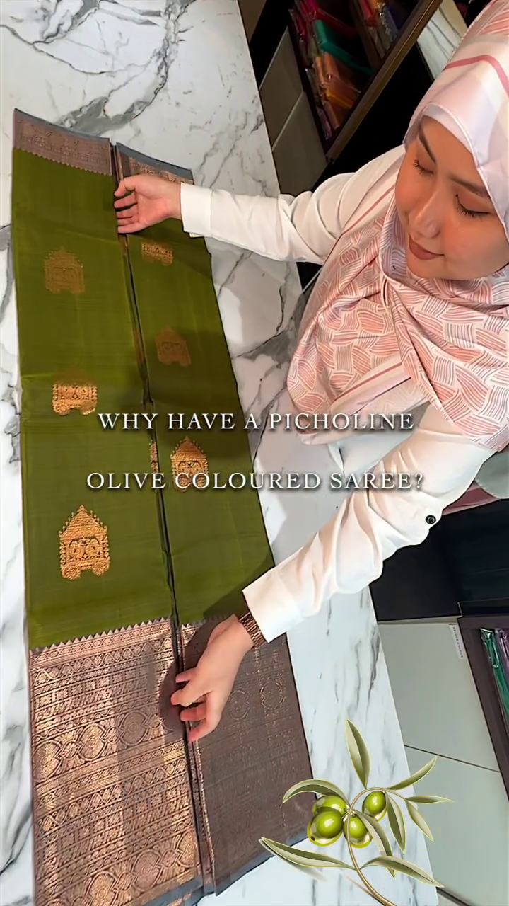 Olive Bronze Silk Saree