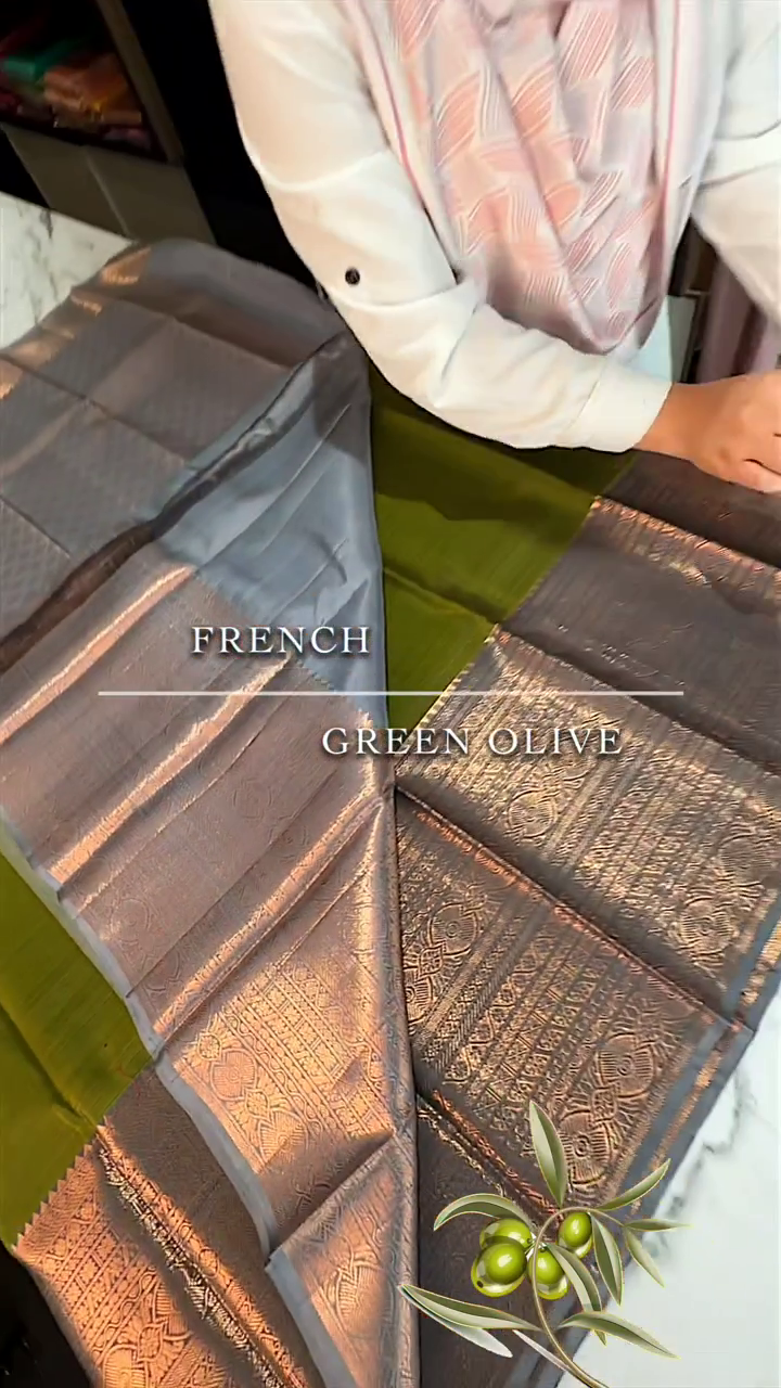 Olive Bronze Silk Saree