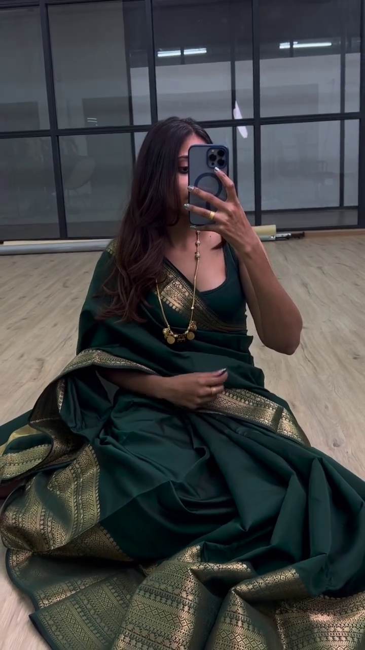 Bottle Green Silk Saree