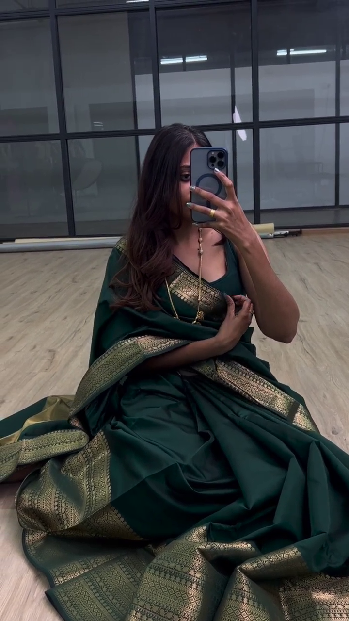 Bottle Green Silk Saree