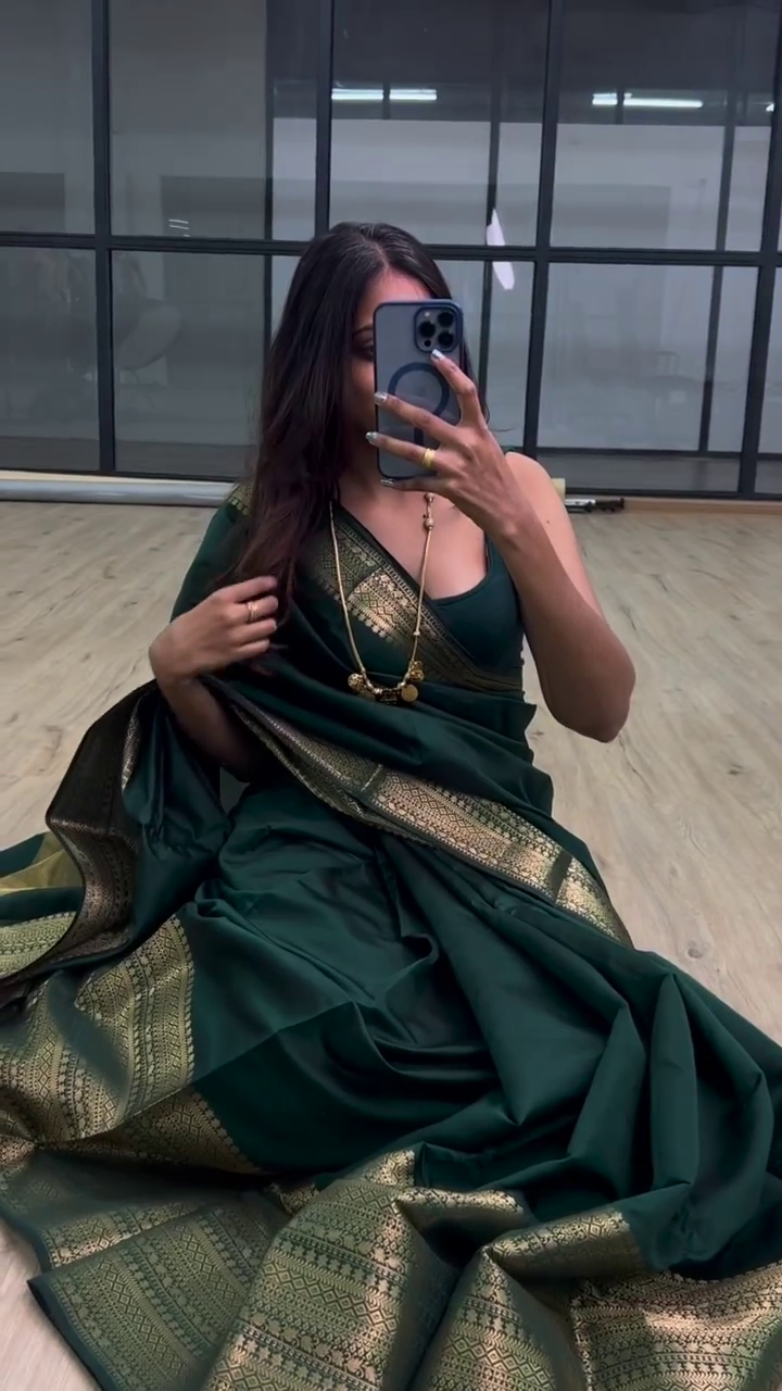 Bottle Green Silk Saree