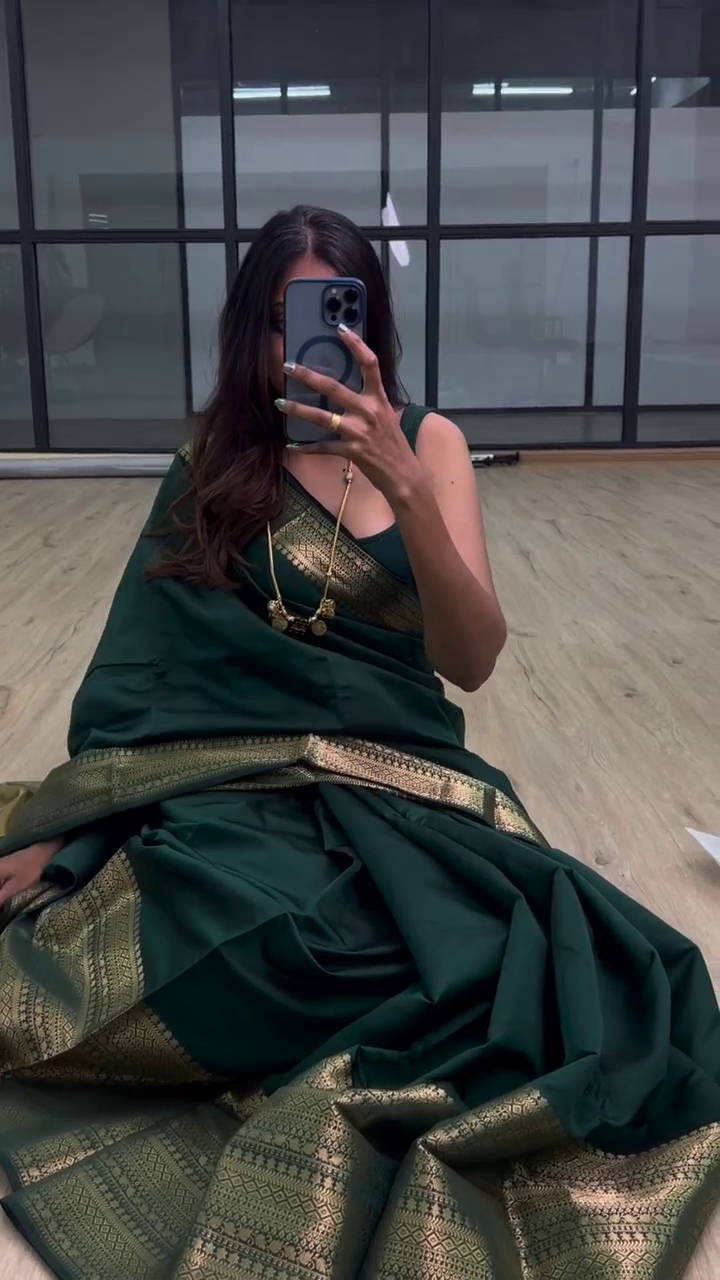 Bottle Green Silk Saree