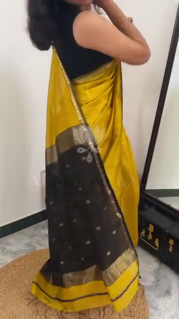 Mustard Onyx Drapes Saree