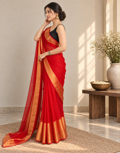 1011 GEORGETTE SAREE WITH GOLD PATTA