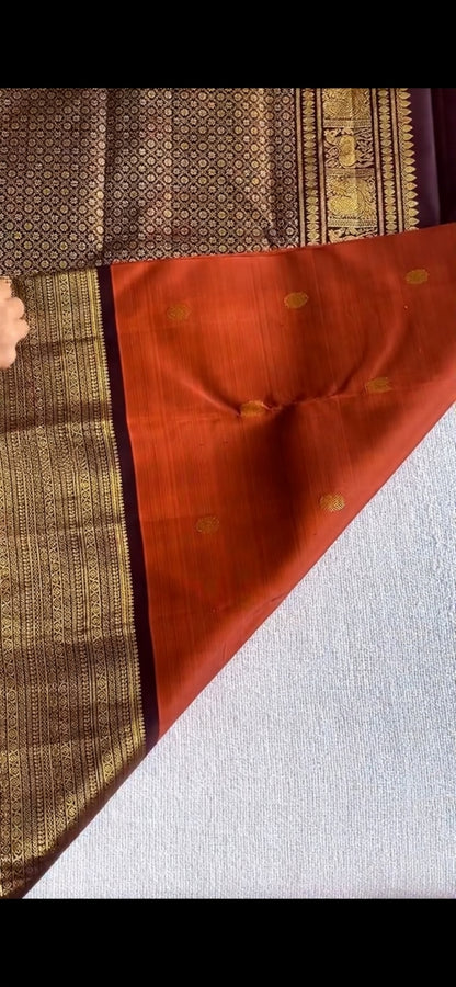 Brunt Orange Silk Saree
