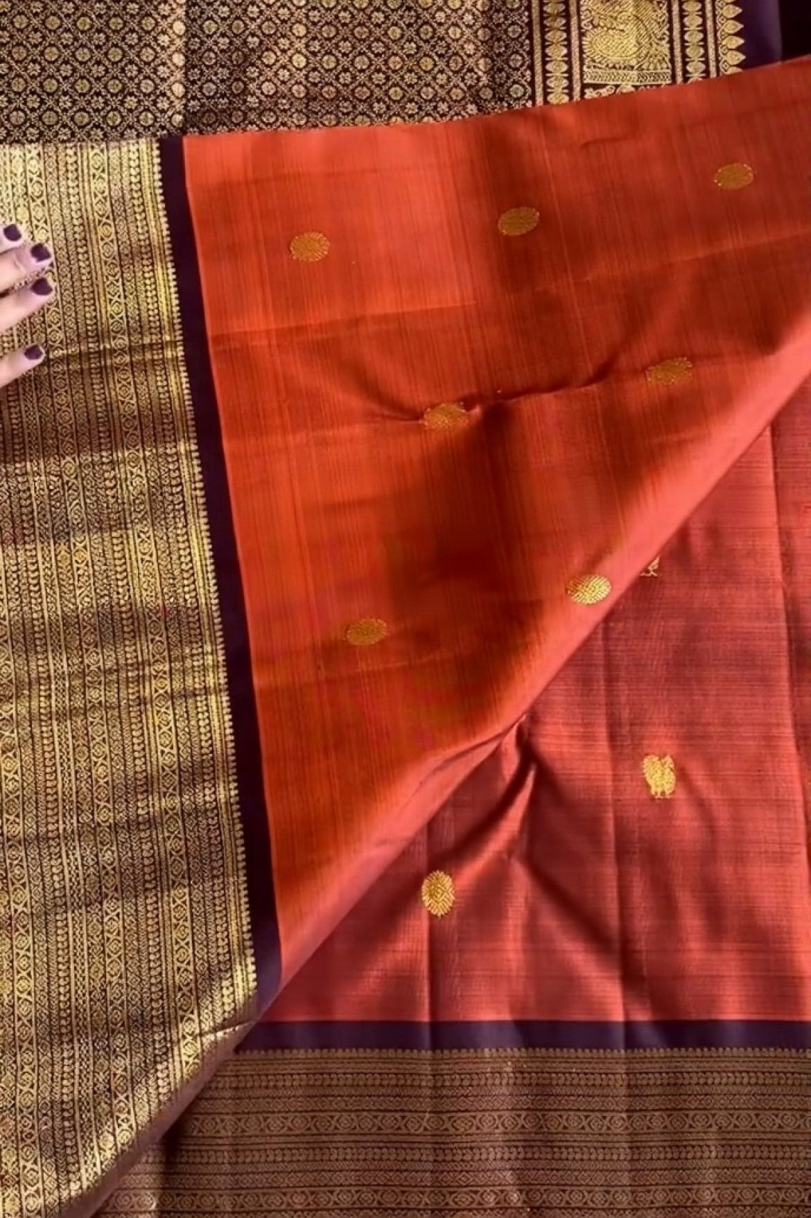 Brunt Orange Silk Saree