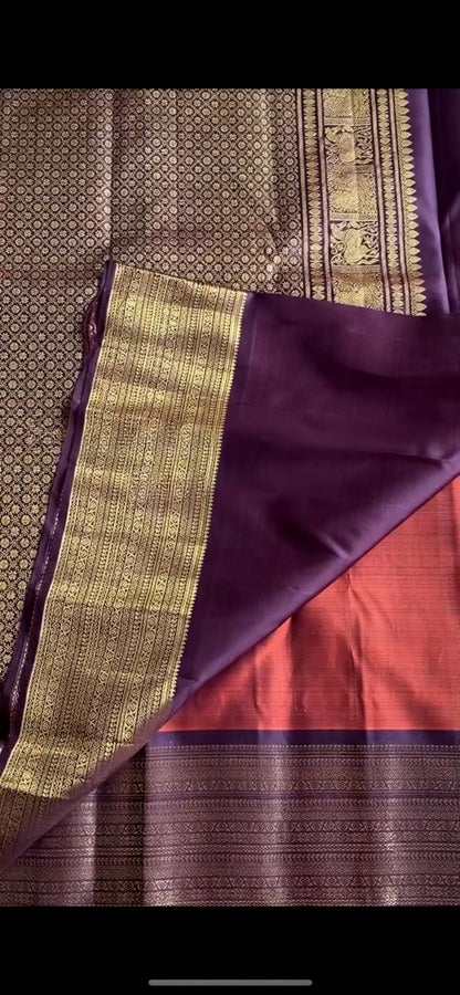 Brunt Orange Silk Saree