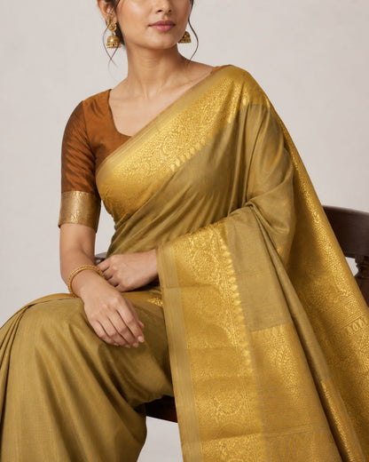 Beige-Gold Silk Saree