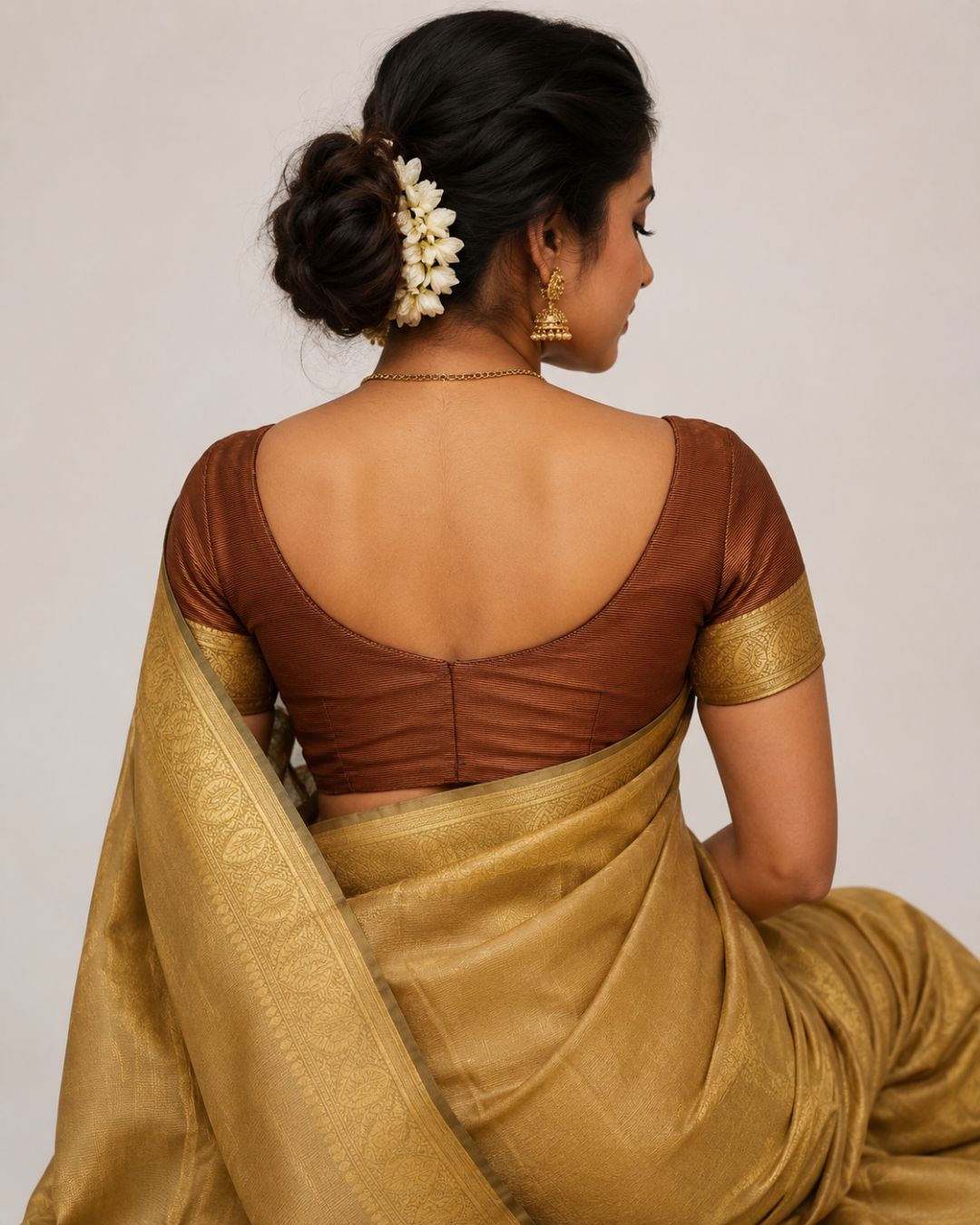 Beige-Gold Silk Saree