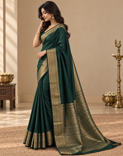 Bottle Green Silk Saree