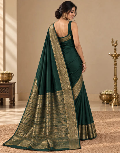 Bottle Green Silk Saree