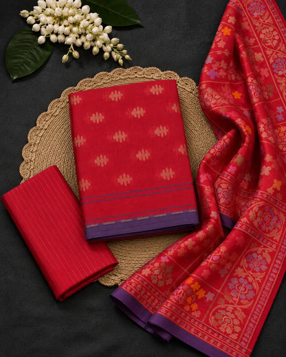 Cherry Weave Zari Suit Set