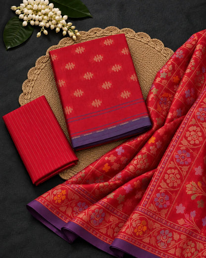 Cherry Weave Zari Suit Set