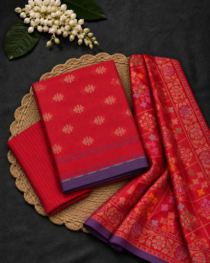 Cherry Weave Zari Suit Set