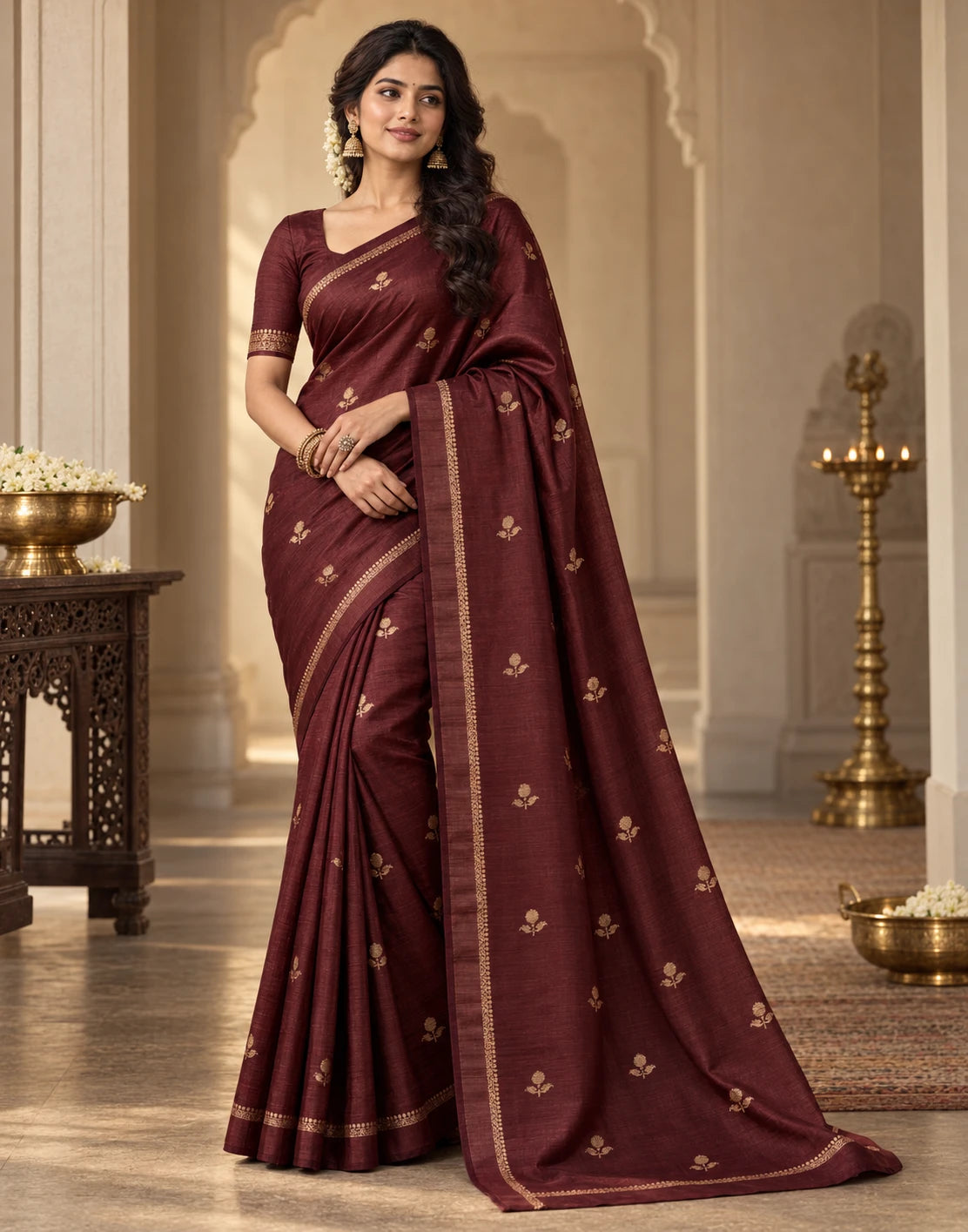Chocolate Vaira Oosi Silk Saree