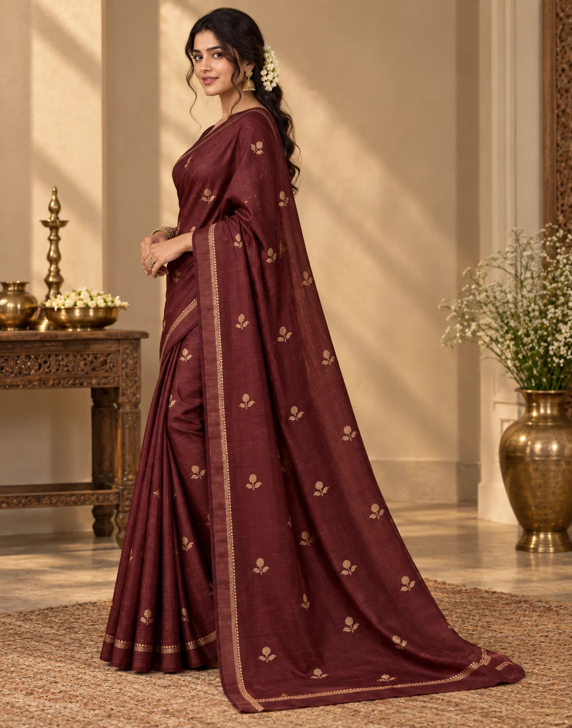 Chocolate Vaira Oosi Silk Saree