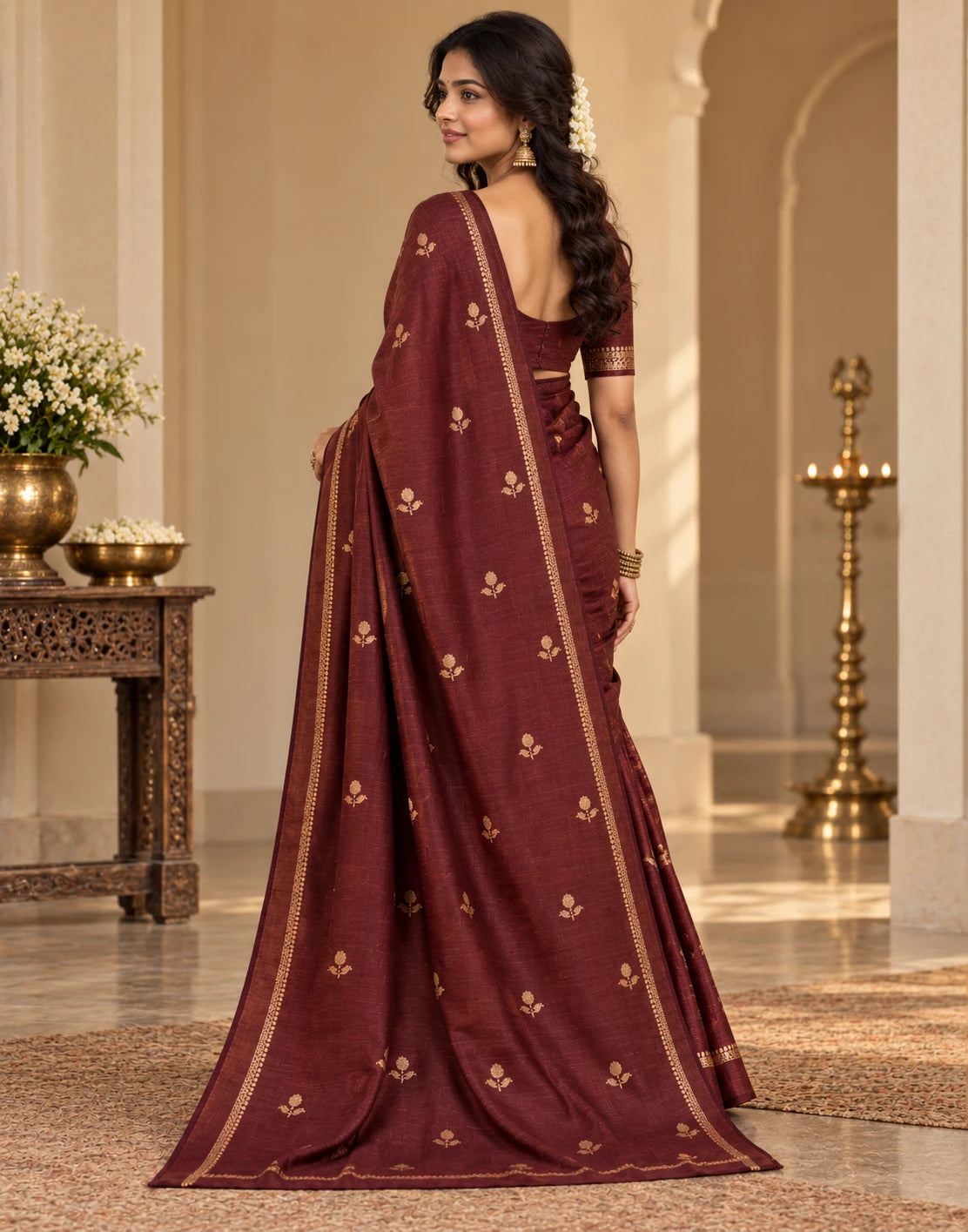 Chocolate Vaira Oosi Silk Saree
