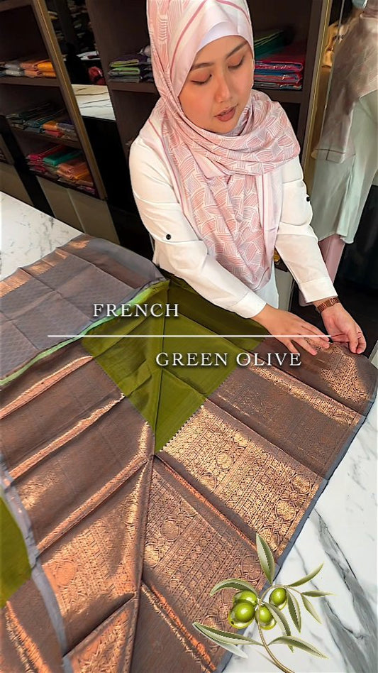 Olive Bronze Silk Saree