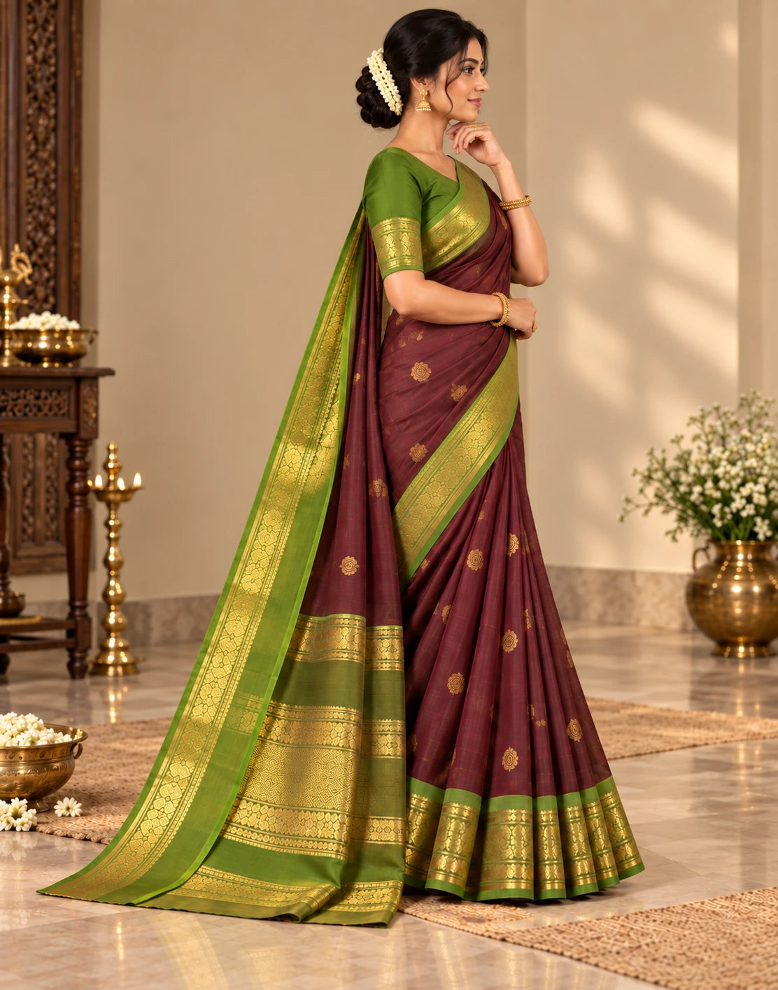 Cofee Vaira Oosi Silk Saree