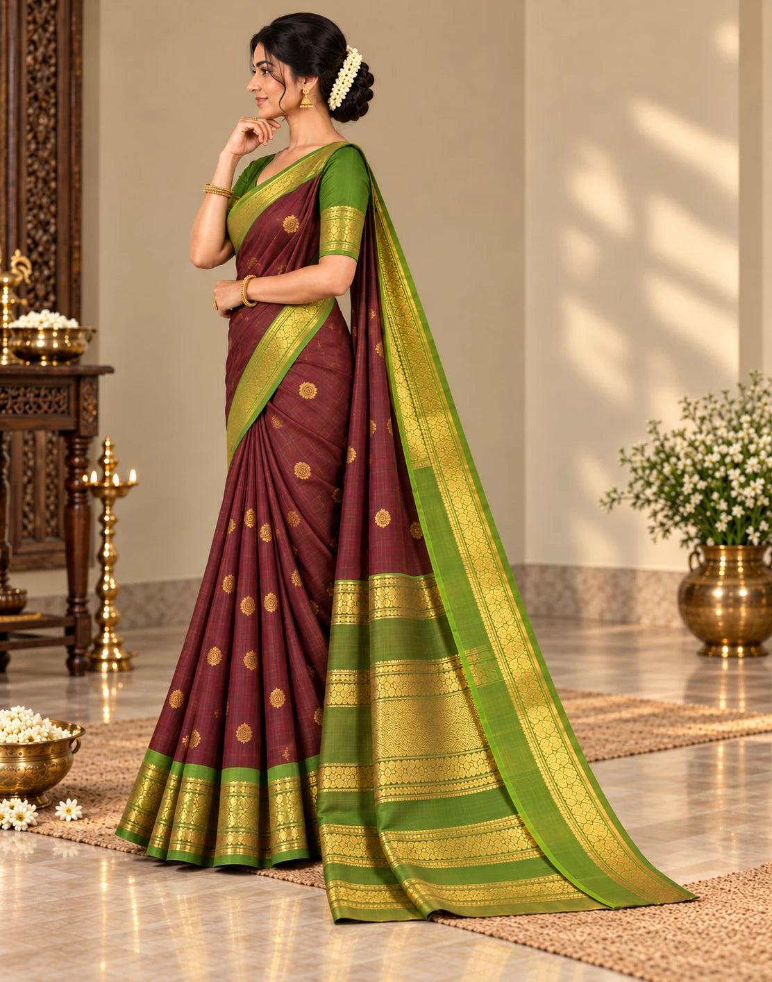 Cofee Vaira Oosi Silk Saree