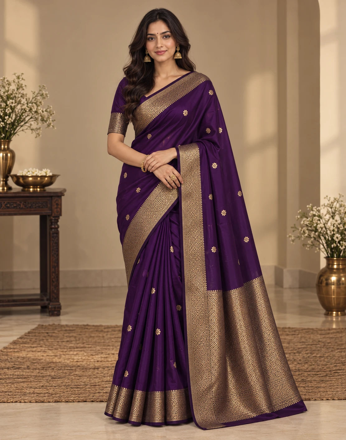 Dark Purple Maheshwari Sarees
