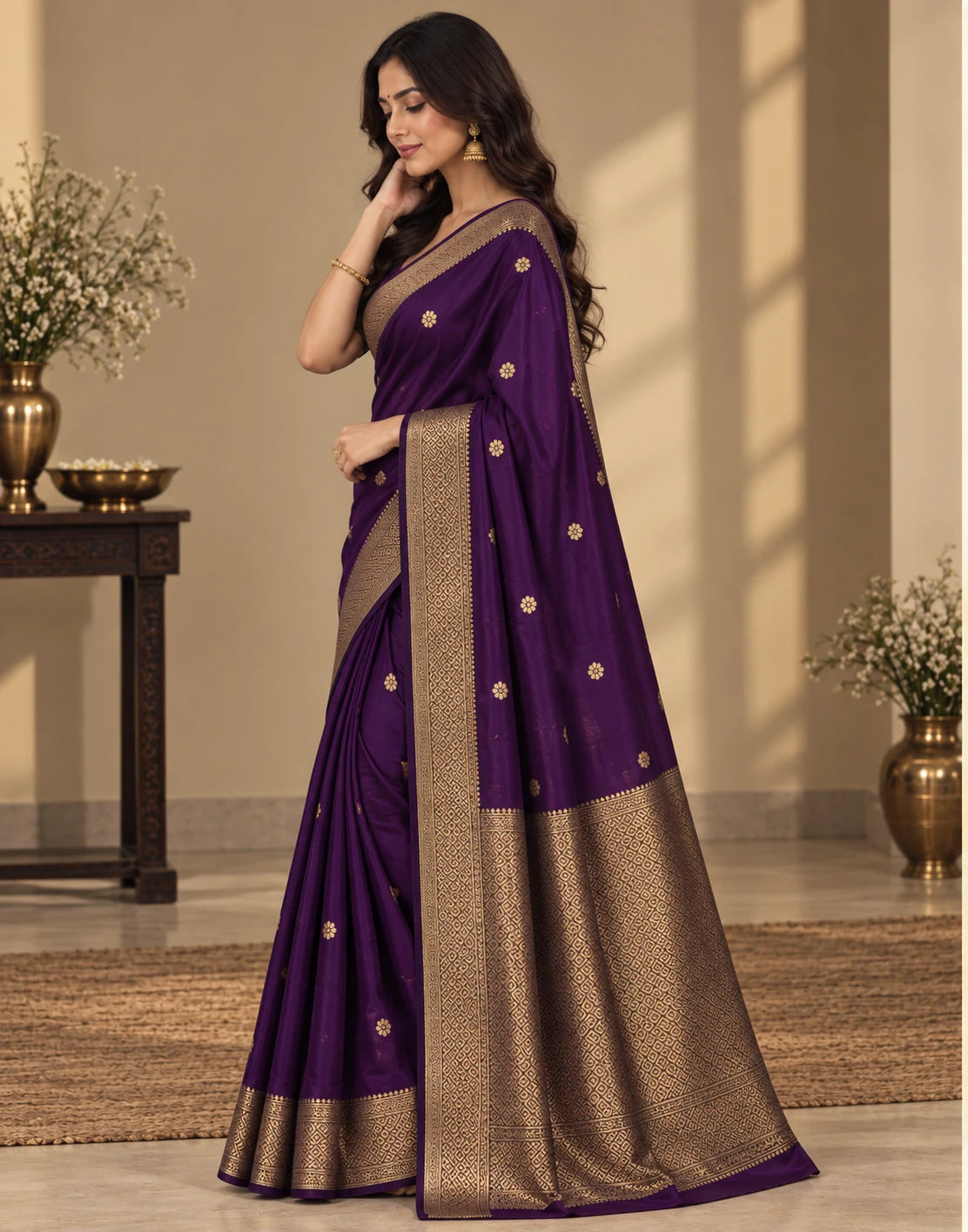 Dark Purple Maheshwari Sarees