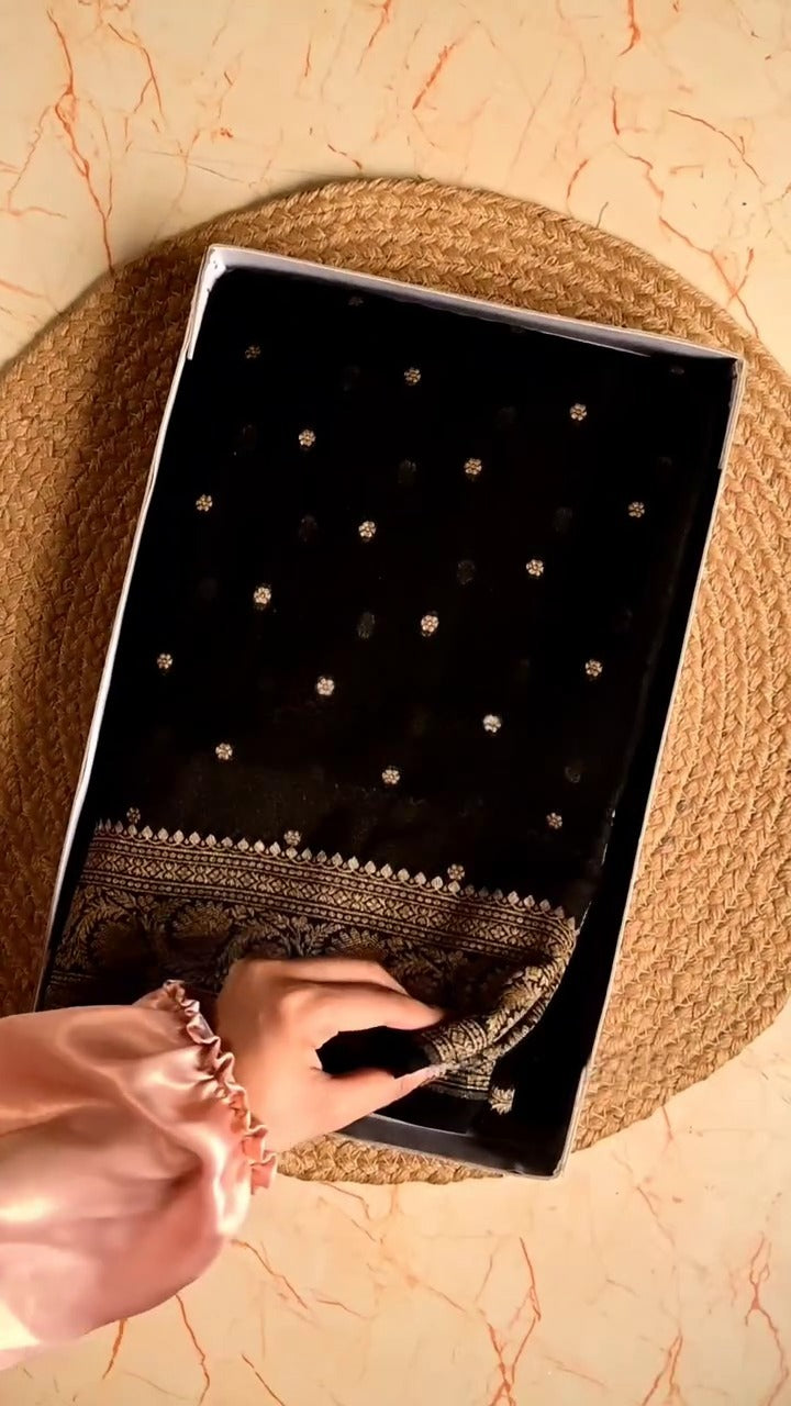 Golden Bloom Banarasi Silk Saree