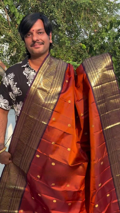 Saffron Serenade Silk Saree