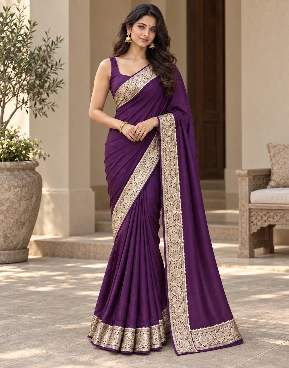 Deep Plum Silk Saree