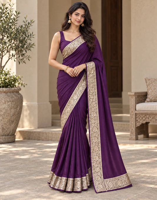 Deep Plum Silk Saree