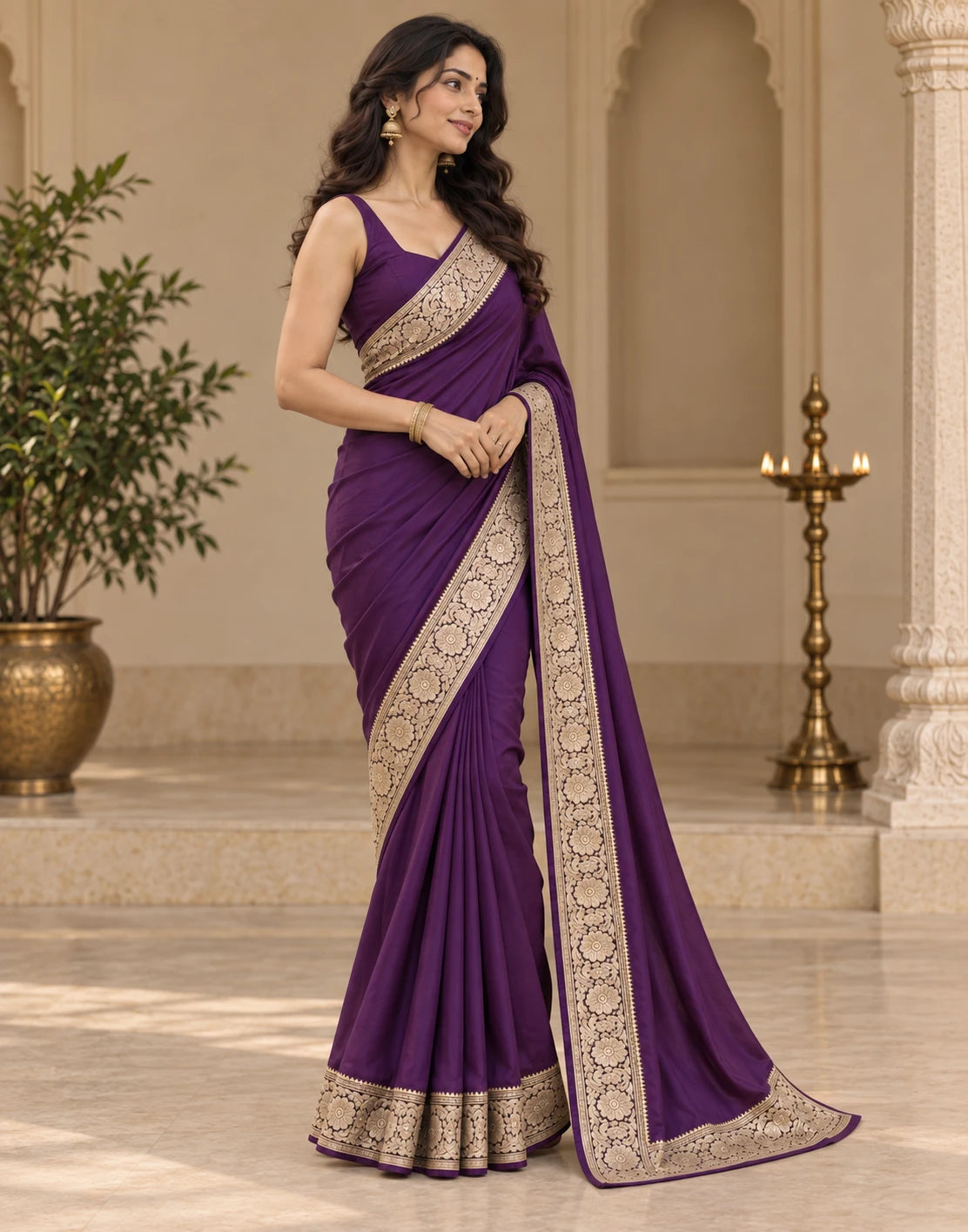 Deep Plum Silk Saree