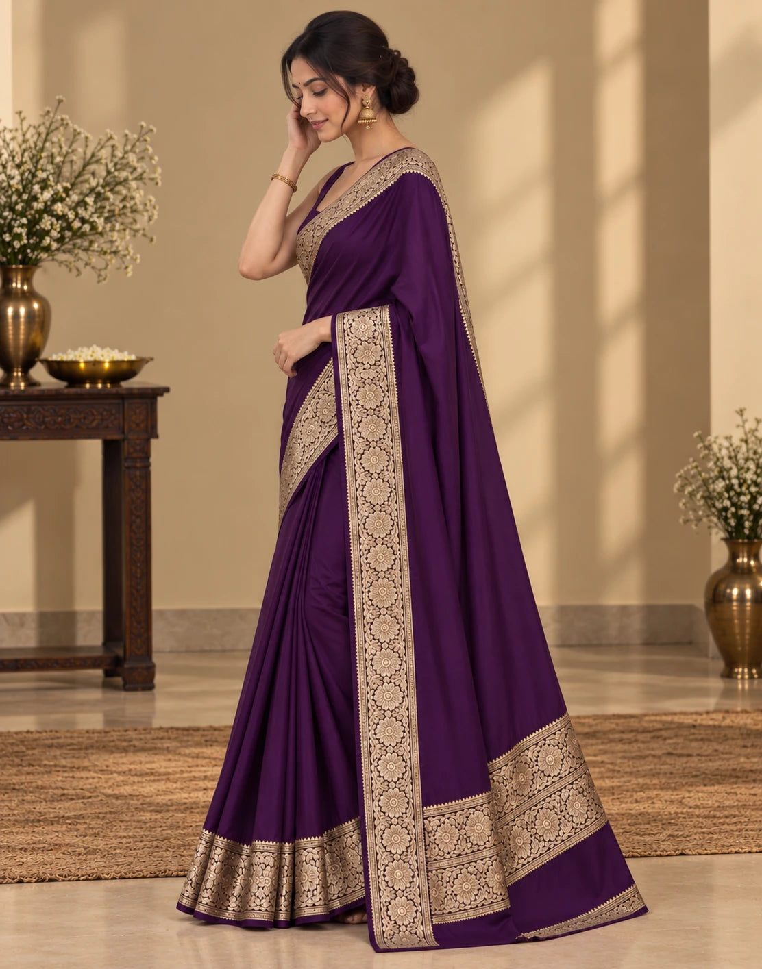 Deep Plum Silk Saree