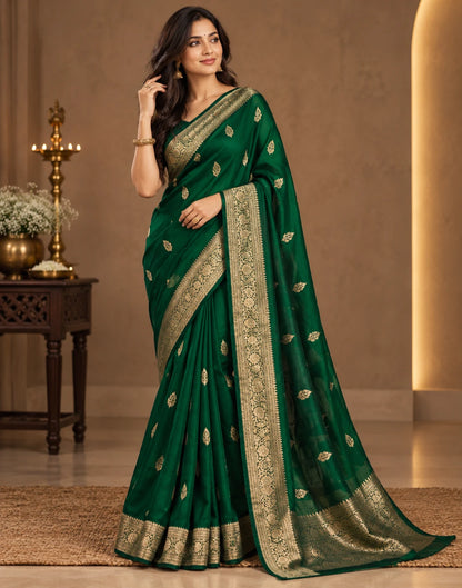Emerald Green Raw Silk Saree