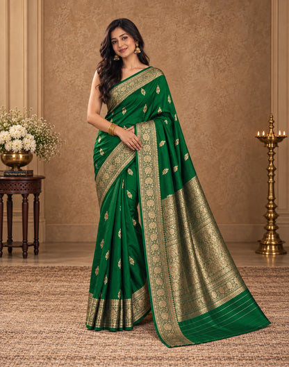 Emerald Green Raw Silk Saree