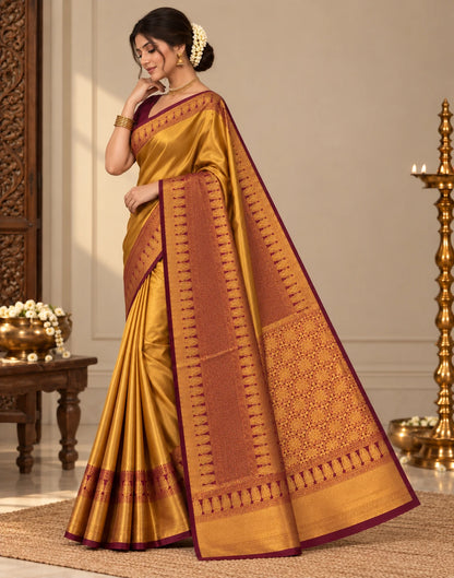 Golden Ember Silk Saree