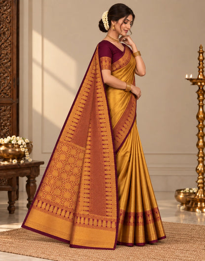 Golden Ember Silk Saree