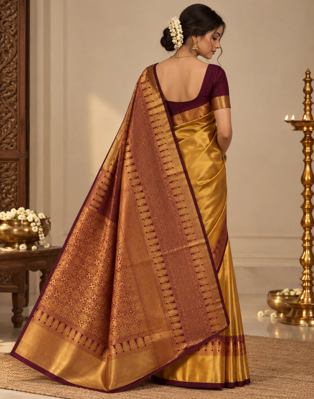 Golden Ember Silk Saree