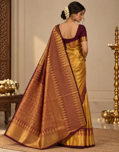 Golden Ember Silk Saree