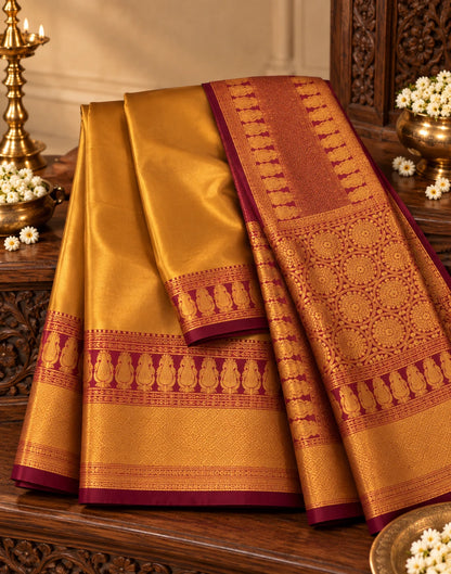 Golden Ember Silk Saree