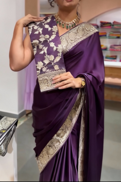 Deep Plum Silk Saree