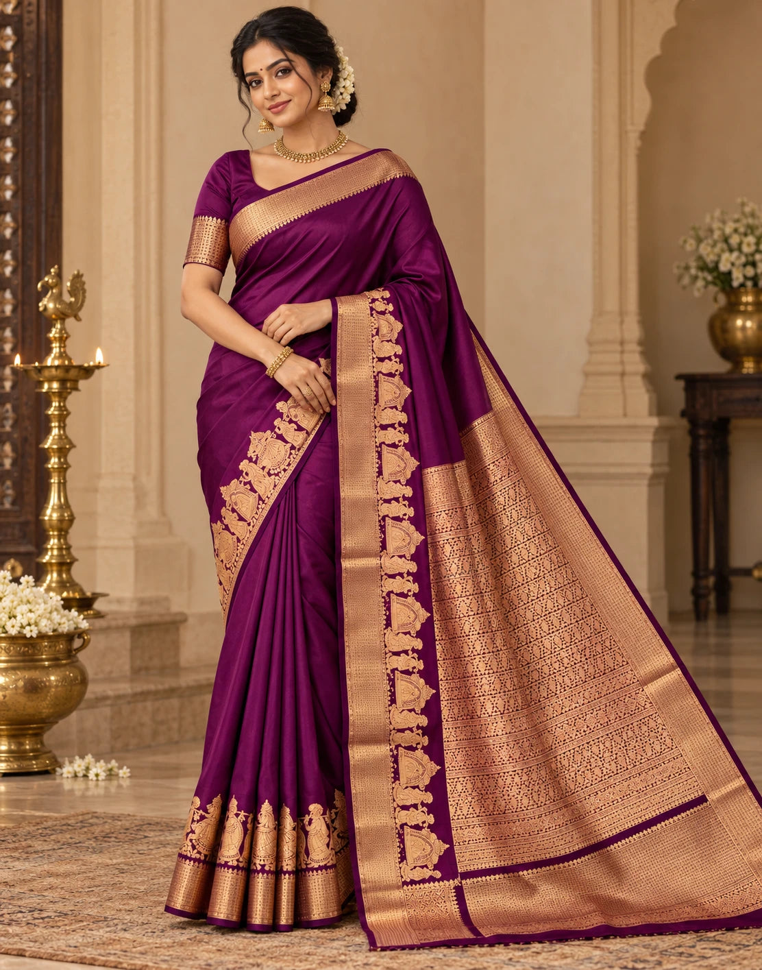 KANCHIVARAM PURPLE SILK SAREE