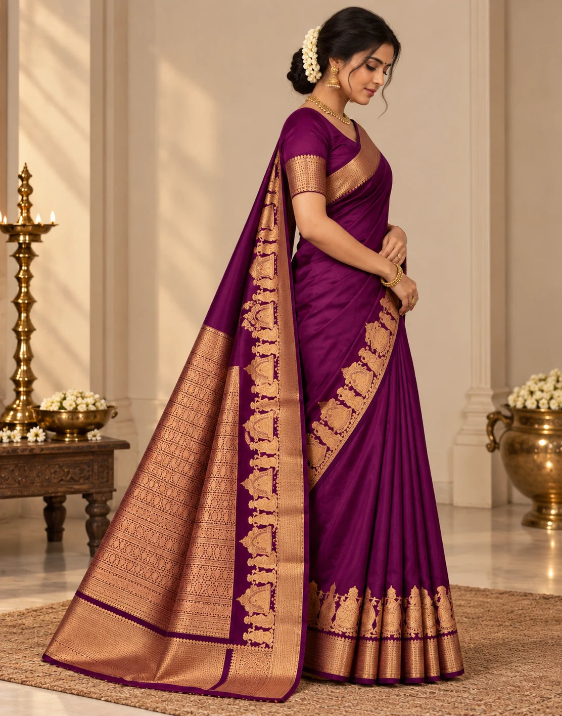KANCHIVARAM PURPLE SILK SAREE